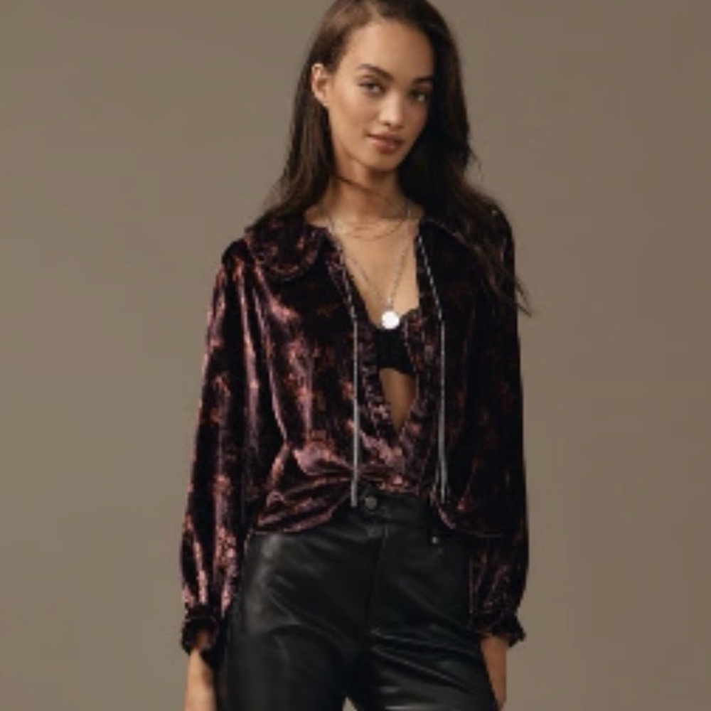 NEW Anthropologie Keira Top Purple Size XL